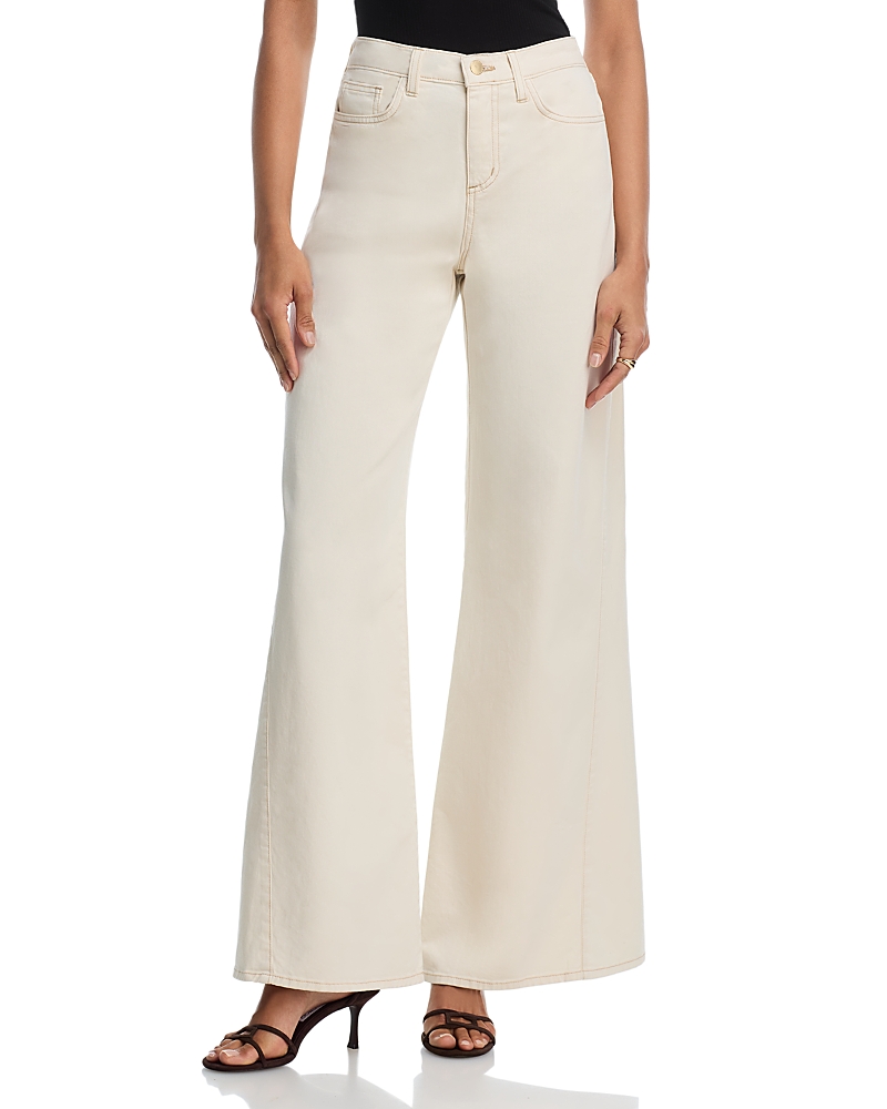 L'Agence Beau High Rise T Seam Wide Leg Jeans in Macadamia