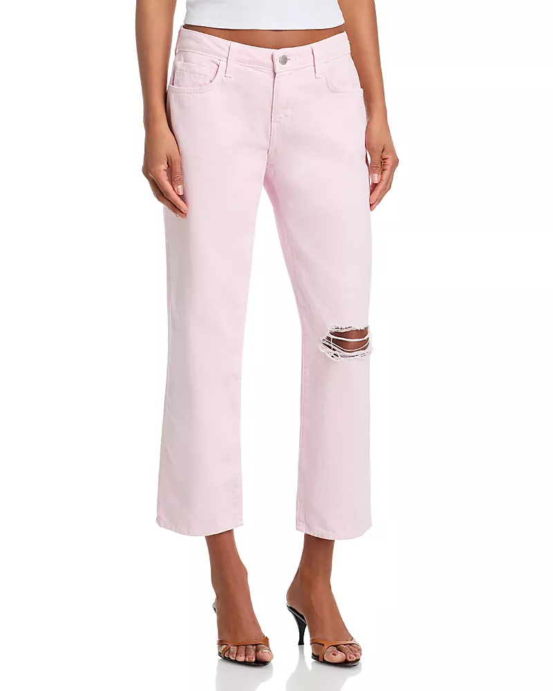 L'Agence Blaine Low Rise Crop Stovepipe Jeans in Icy Lilac