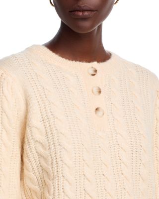 Quarter Placket Cable Knit Sweater