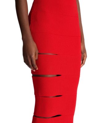 Long Knit Skirt with Cut-Outs