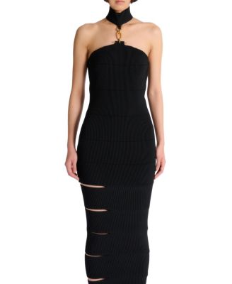  Long Sleeveless Dress with Embellished Detail