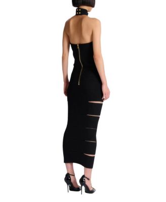  Long Sleeveless Dress with Embellished Detail