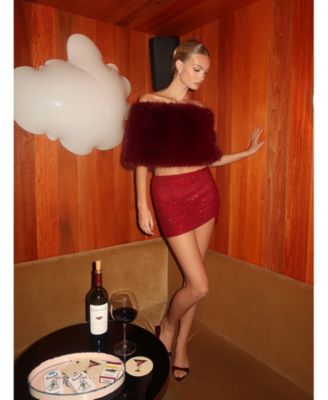 Darleen Rhinestone Mesh Low Waist Ruched Skirt