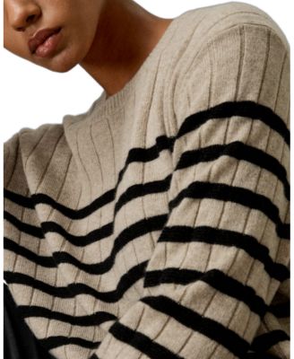  Drop-Shoulder Striped Cashmere Sweater