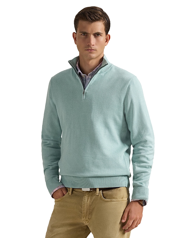Polo Ralph Lauren Quarter Zip Mockneck Sweater In Blue