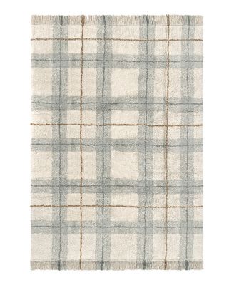 Lorena Canals Wouf Wouf Washable Rug Tartan Blue Sage 4'7"x6'3" Area Rug