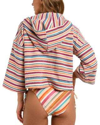 Lee Watercolor Stripe Hoodie Swim Cover-Up