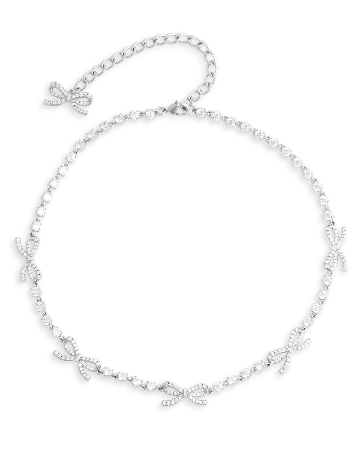 Self-portrait Self-Portrait Crystal Bow Collar Necklace, 16-20 in Silver