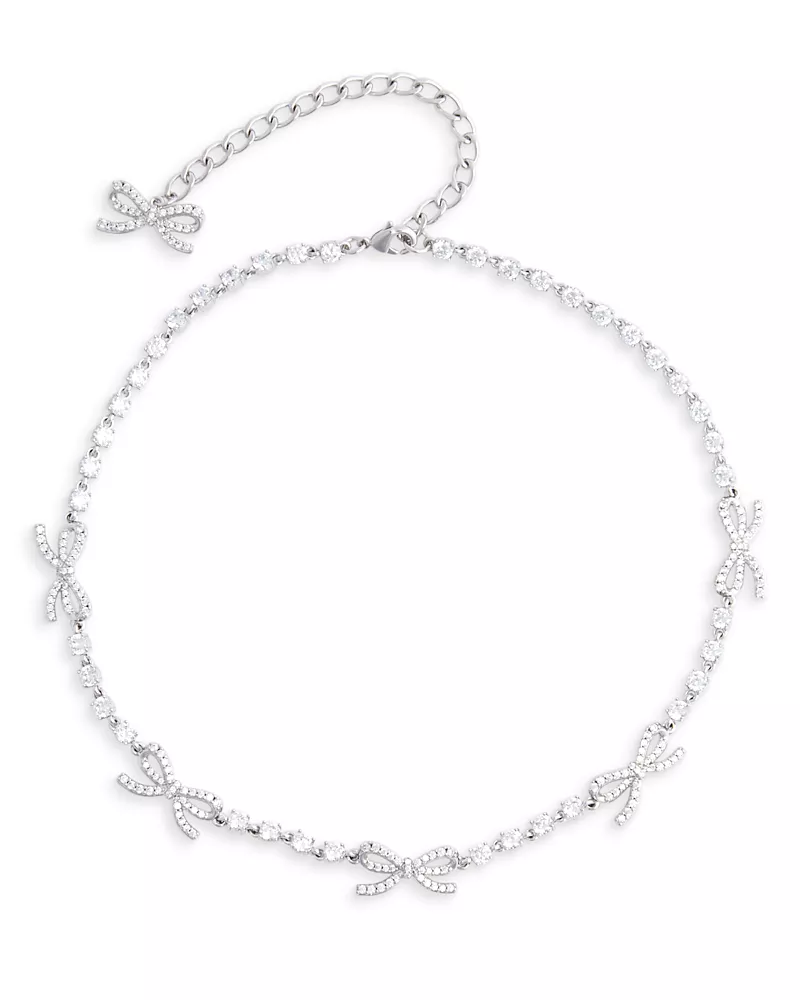 Self-Portrait Crystal Bow Collar Necklace, 16