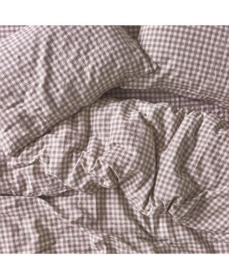 Gingham Linen Blend Duvet Cover, Twin