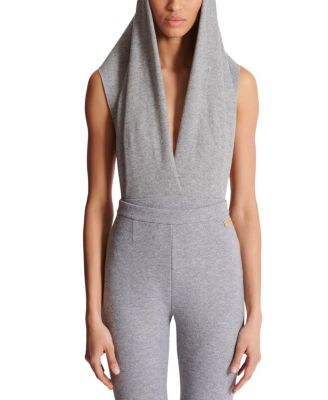 Draped Bodysuit With Hood