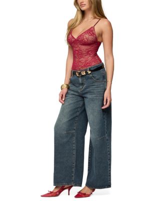  Nolyn Sheer Lace V Neck Bodysuit