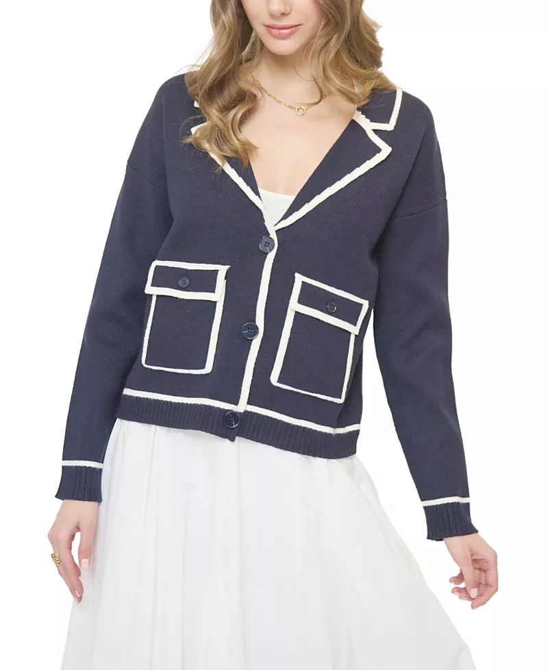Central Park West Women's Alba Piped Sweater Jacket