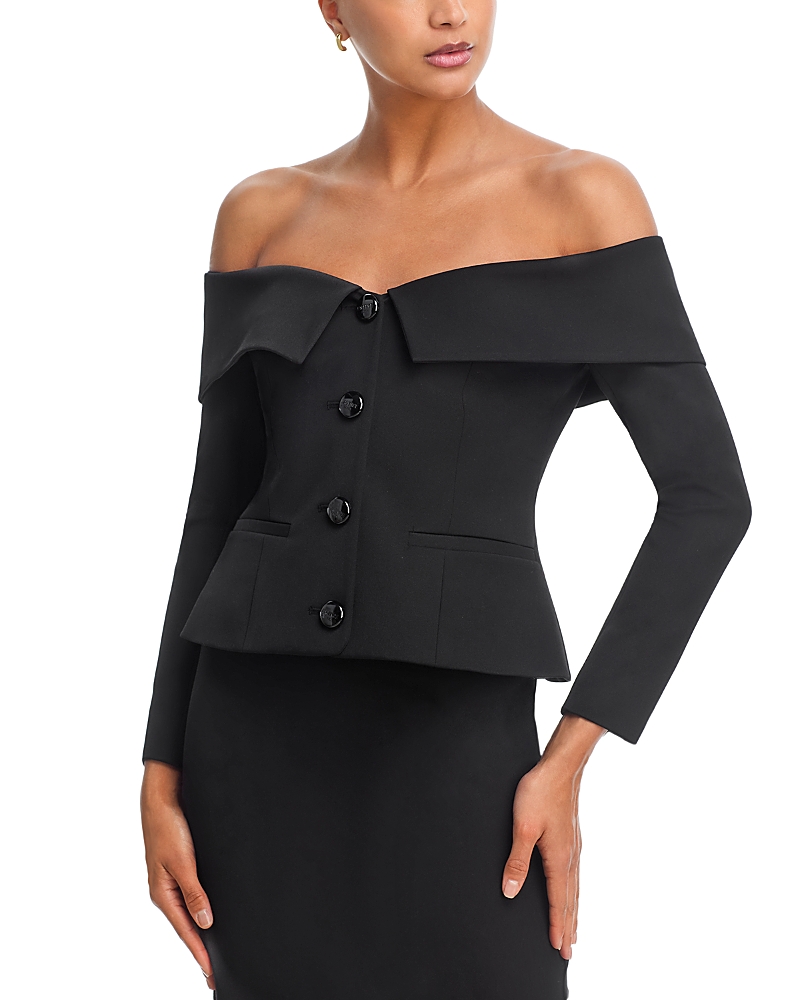 L'Agence Ingrid Off Shoulder Crop Blazer