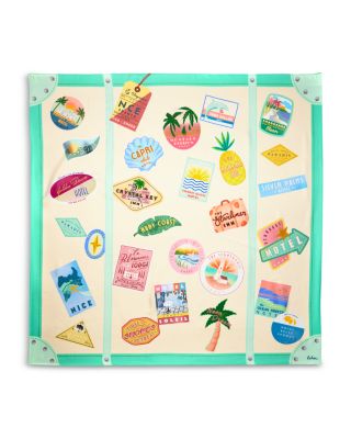 Travel Stickers Square Silk Scarf