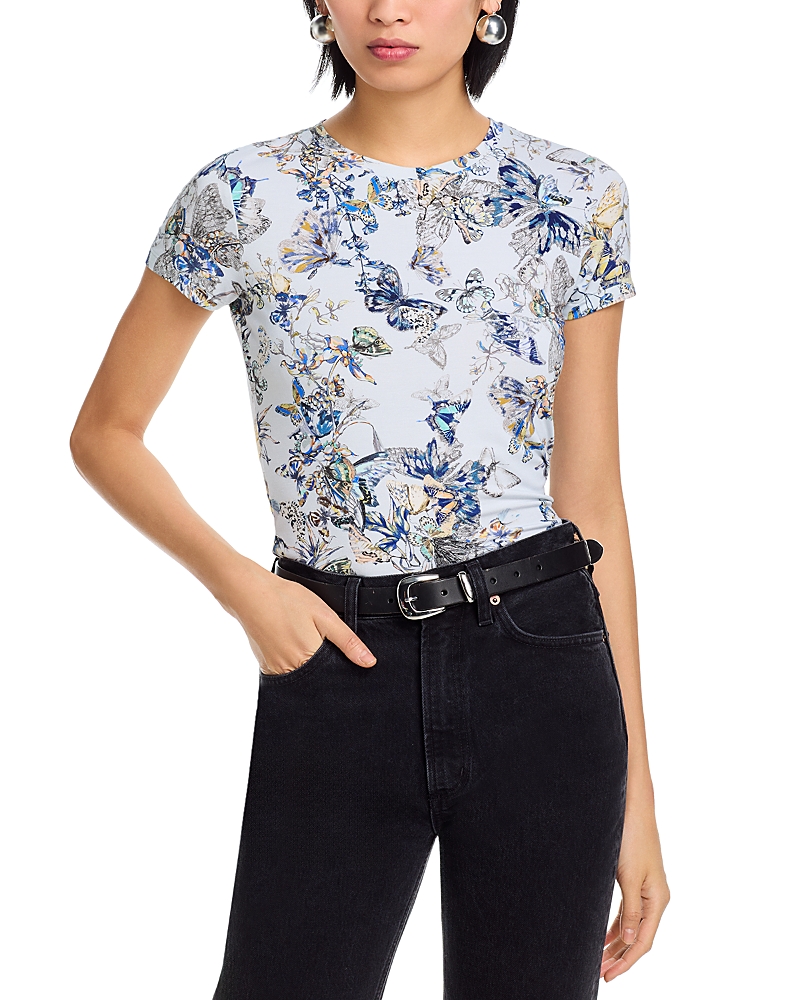 L'Agence Ressi Watercolor Butterfly Short Sleeve Tee