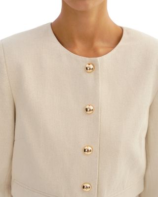 Linen Twill Collarless Jacket