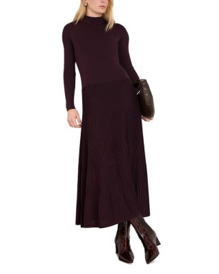 High Neck Pleat Skirt Dress