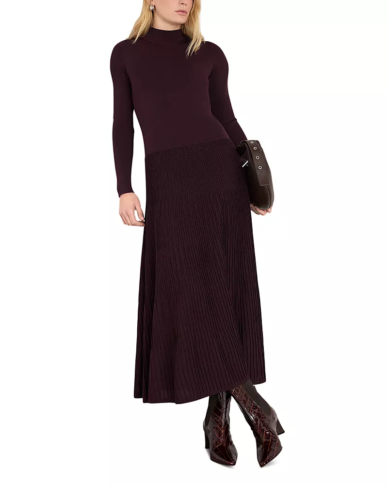 Whistles High Neck Pleat Skirt Dress