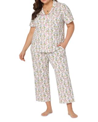 Pink Short Sleeve Classic Stretch Jersey Cropped Pajama Set