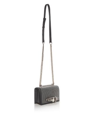 Eyelet Embellished Mini Satchel Leather Shoulder Bag