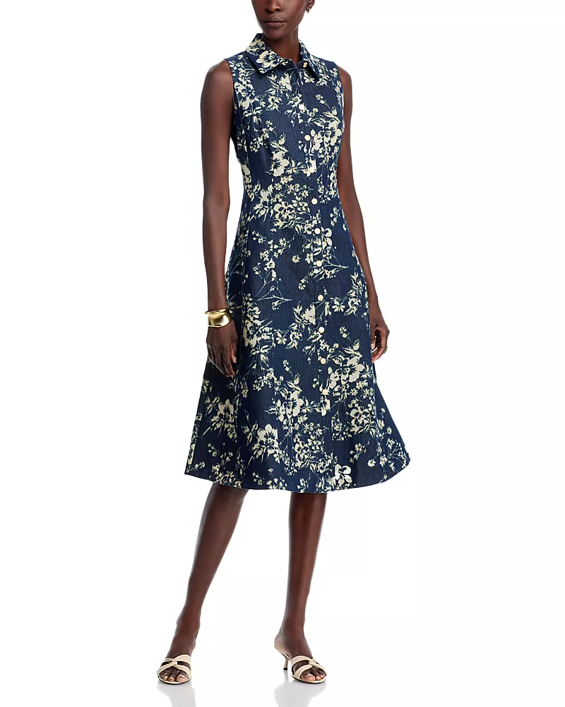 Elie Tahari The Gabby Denim Burnout Dress