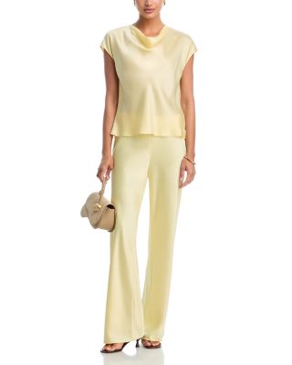 High Waist Wide Leg Satin Pants