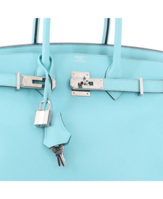 Birkin 30 Handbag Blue Epsom with Palladium Hardware