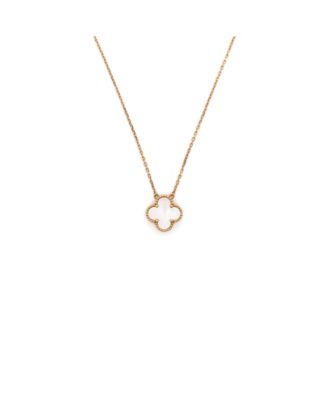  Vintage Alhambra Pendant Necklace 18K Gold and Mother of Pearl, 14.5 - 16.25"