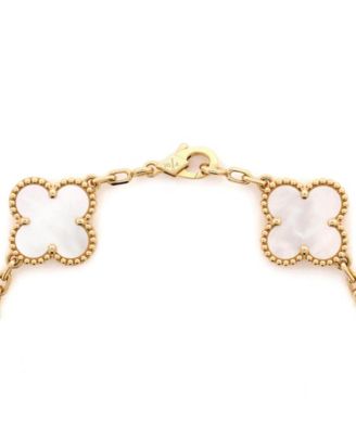  Vintage Alhambra 5 Motifs Bracelet 18K Gold and Mother of Pearl