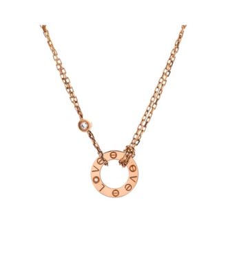  2 Diamonds Love Pendant Necklace 18K Rose Gold and Diamonds, 14.75 - 16"