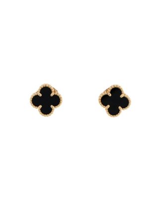  Sweet Alhambra Stud Earrings 18K Gold and Onyx
