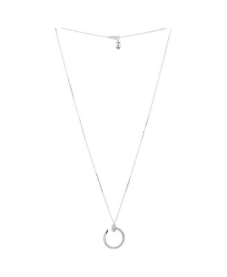  Juste un Clou Pendant Necklace 18K White Gold and Pave Diamonds, 16.25 - 17.75"
