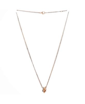  Love 3 Ring Pendant Necklace 18K Rose Gold and 18K White Gold with 6 Diamonds, 14.75 - 16"