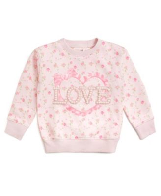 Girls' Pink Rose Love Patch Sweatshirt - Big Kid