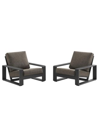 Lirienne Outdoor Patio Aluminum Faux Wood Armchairs, Set of 2