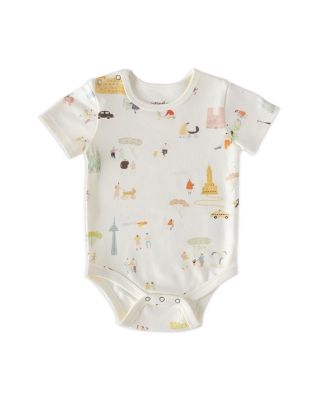 Unisex Short Sleeved Shoulder Snap One Piece Printed Bodysuit - Baby