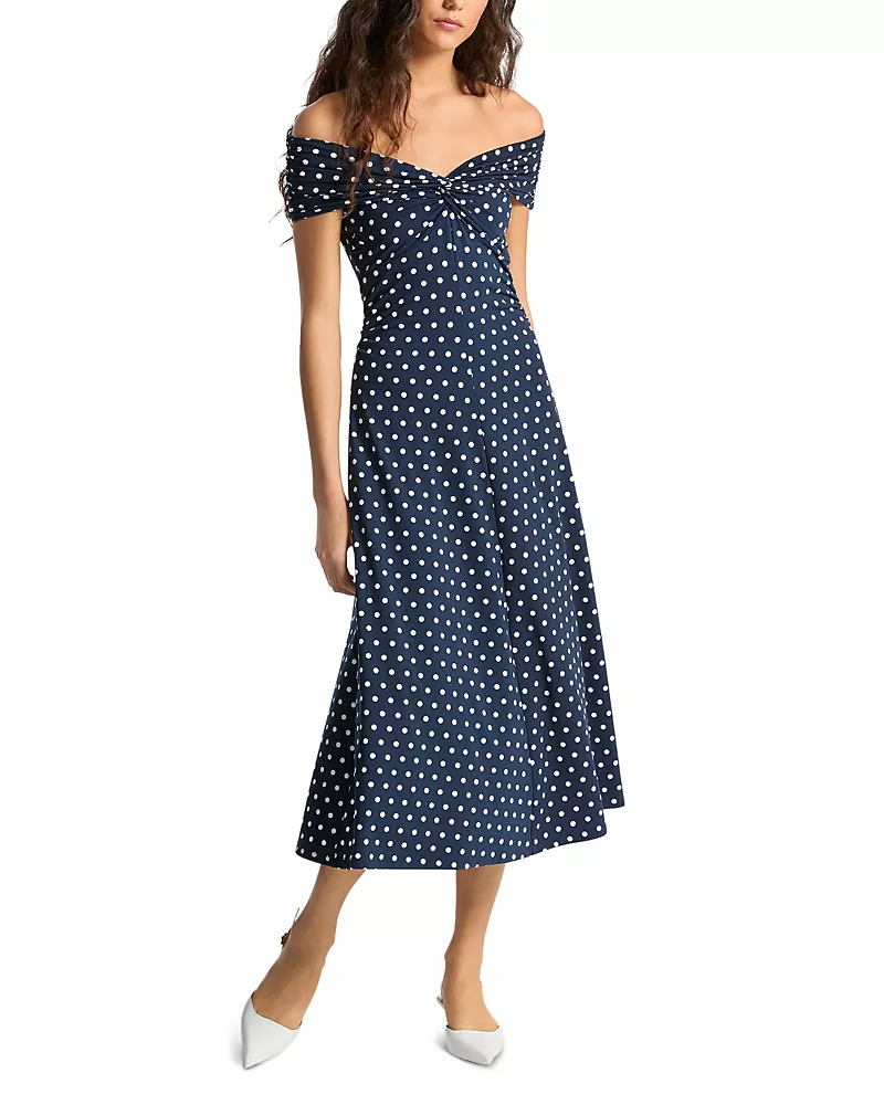 Michael Michael Kors Off The Shoulder Twist Midi Dress