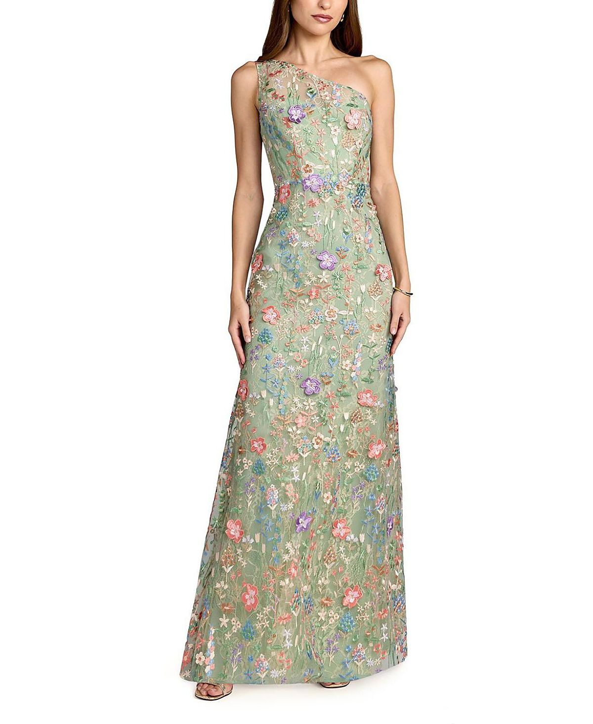 Mac Duggal One Shoulder Lace Embroidered Gown