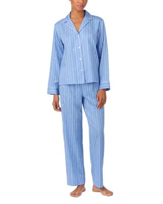 Long Sleeve Classic Sateen Notch Collar Long Pant Pajama Set