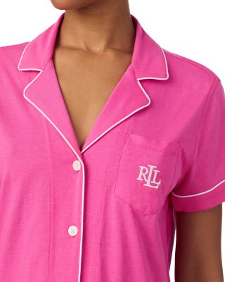 Short Sleeve Classic Knits Notch Collar Boxer Pajama Set