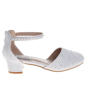 Girls' Ribbon and Gemstones Shiny Dress Shoes -Toddler, Little Kid, Big Kid