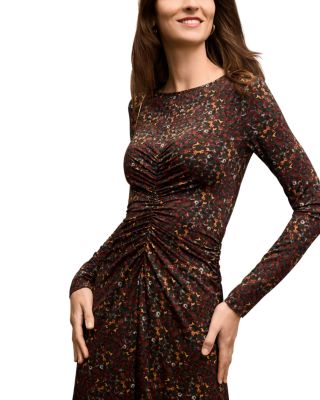 Johnna Printed Jersey Ruched Dress