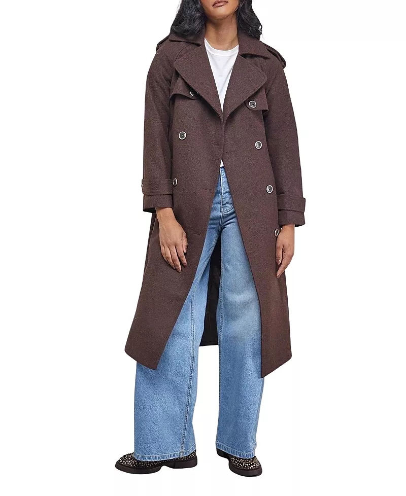 Warehouse Wool Mix Belted Trench Coat