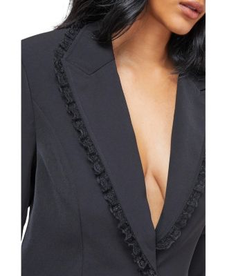 Oversized Lace Frill Trim Blazer