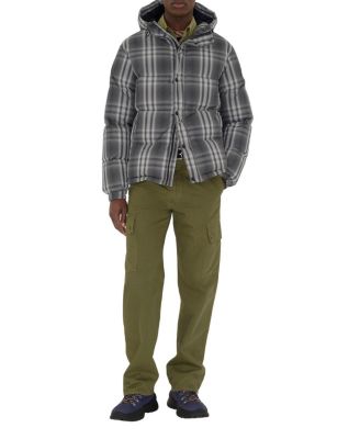 Ombre Check Hooded Puffer Jacket