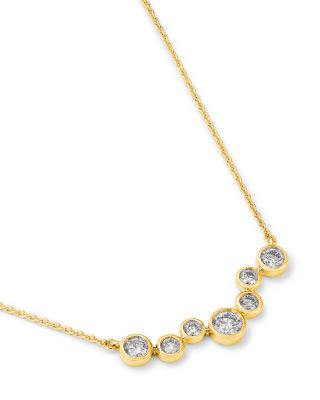 Diamond Bezel Scattered Bar Necklace in 14K Yellow Gold, 0.50 tcw