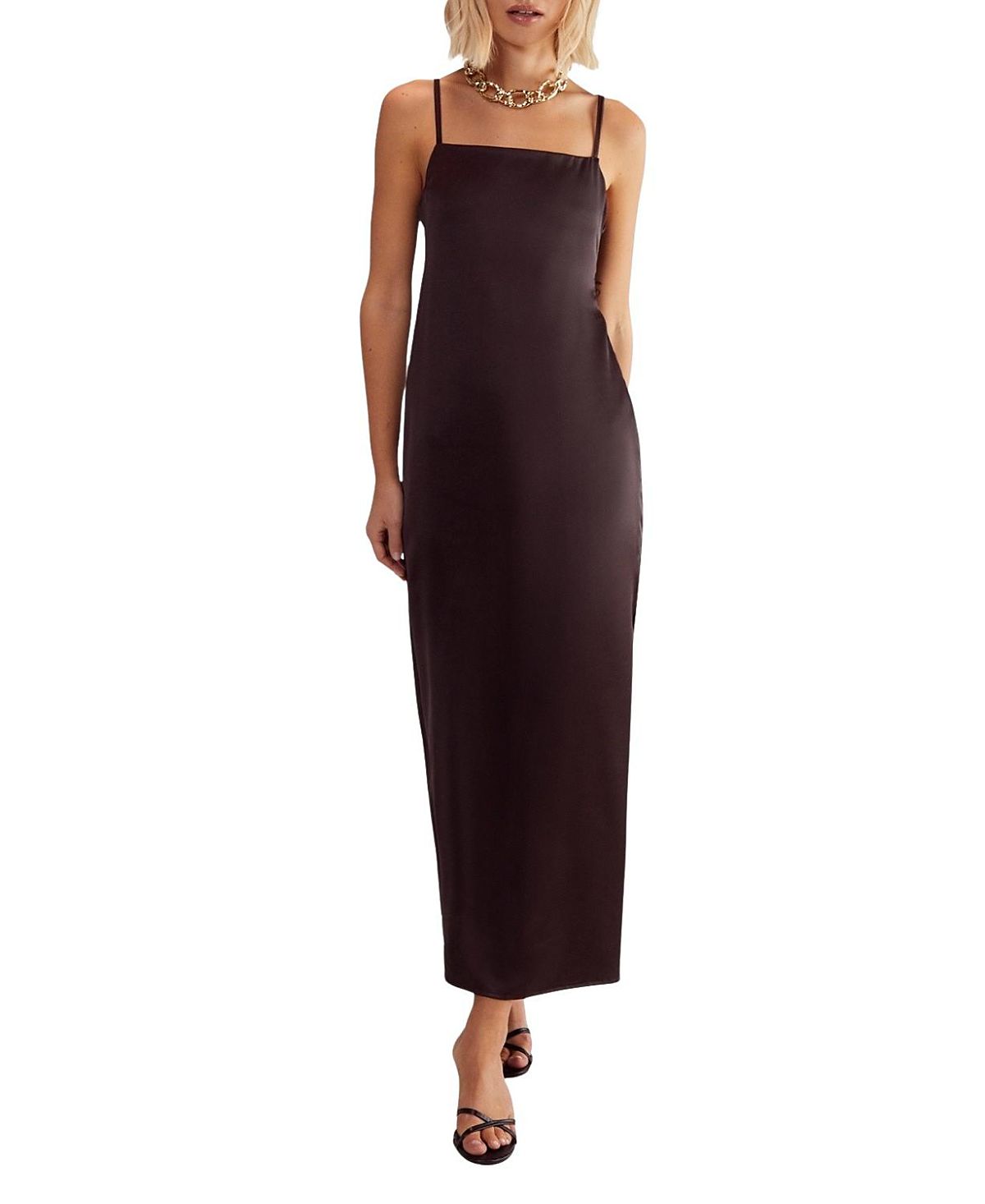 Nasty Gal Satin Square Neck Maxi Slip Dress