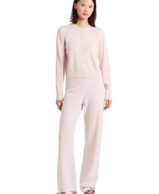  Women's Wool Cashmere Blend Crew Neck Cropped Cardigan