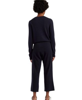  Women's Wool Cashmere Cropped Wide Leg Track Pants